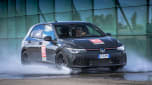 Auto Express Summer Tyre Test 2025 - header image showing a Volkswagen Golf undergoing wet weather cornering 